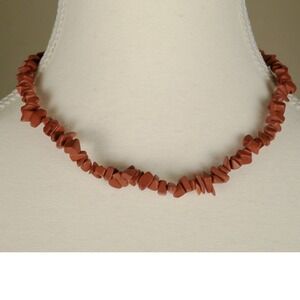 Terracotta Chip Stone Beaded Necklace Chunky Statement‎ Clasp